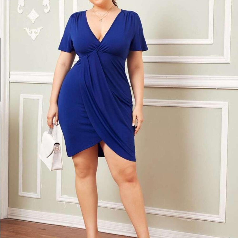 NWT SHEIN Belle Plus Draped Form Fitted Dress Size 4XL